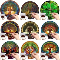 Creative Plant Wooden Puzzle Life Tree Montessori Protection Puzzle Family Interactive Children's Toy Gift Puzzle Multi size 1