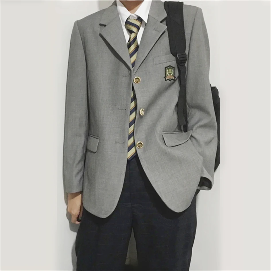Women Men Spring Autumn Solid Color Beige Navy Suits Blazer Long Sleeve Jackets Coats Outwear JK School Uniform Students Clothes