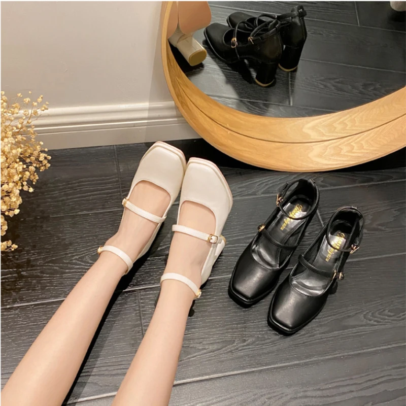 Alionly 2023 Summer New Shoes for Women SquareToe Chunky Heel Pumps Heel height 8cm sac a main femme