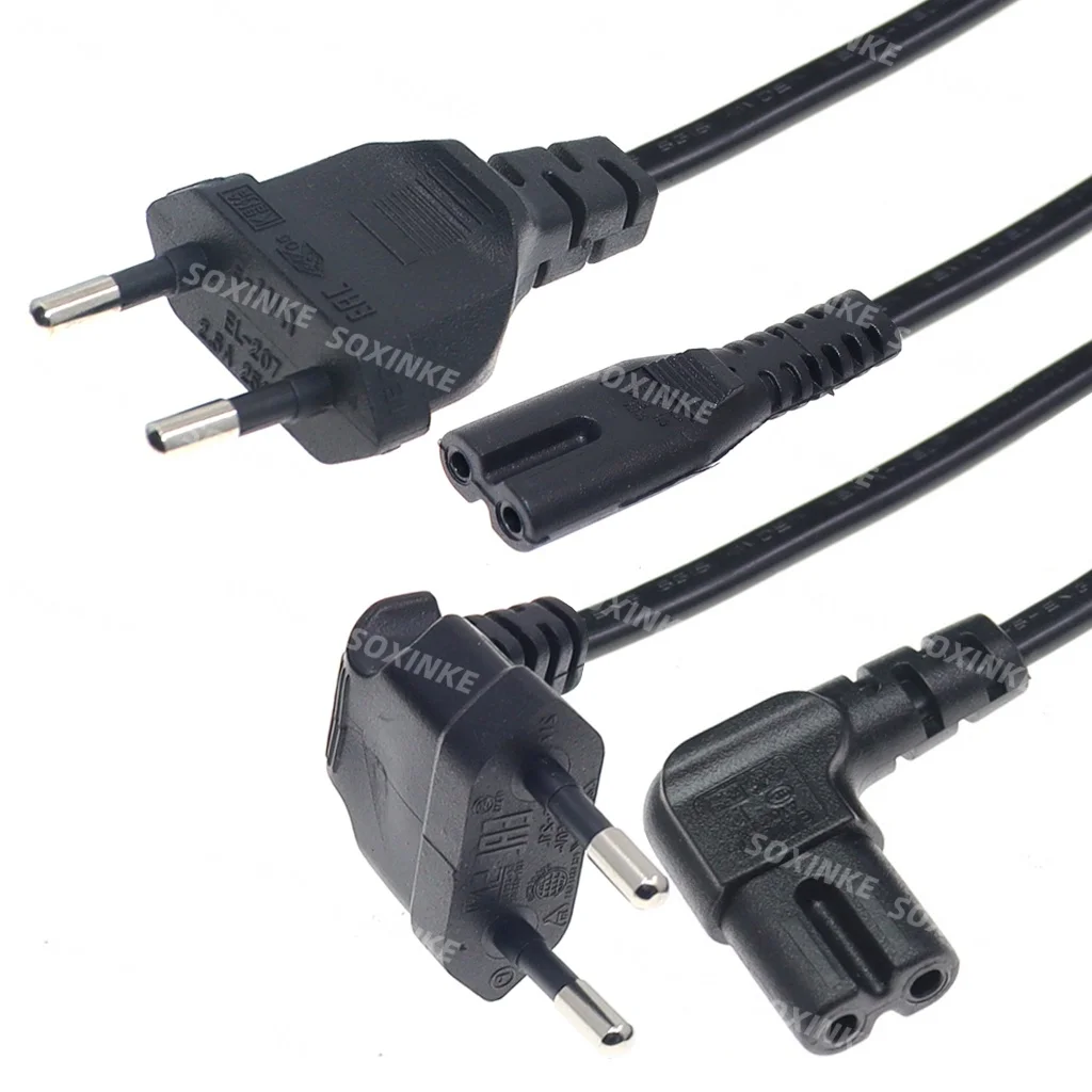 EU Power Cable Cord IEC C7 AC Power Supply Euro 2-Pin Extension Cable