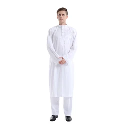 Muslim Islamic Clothing Men's Arab Robe Arab Vintage Long Sleeve Men Jubba Thobe Robe Loose Dubai Saudi Arab Kaftan Men Clothing