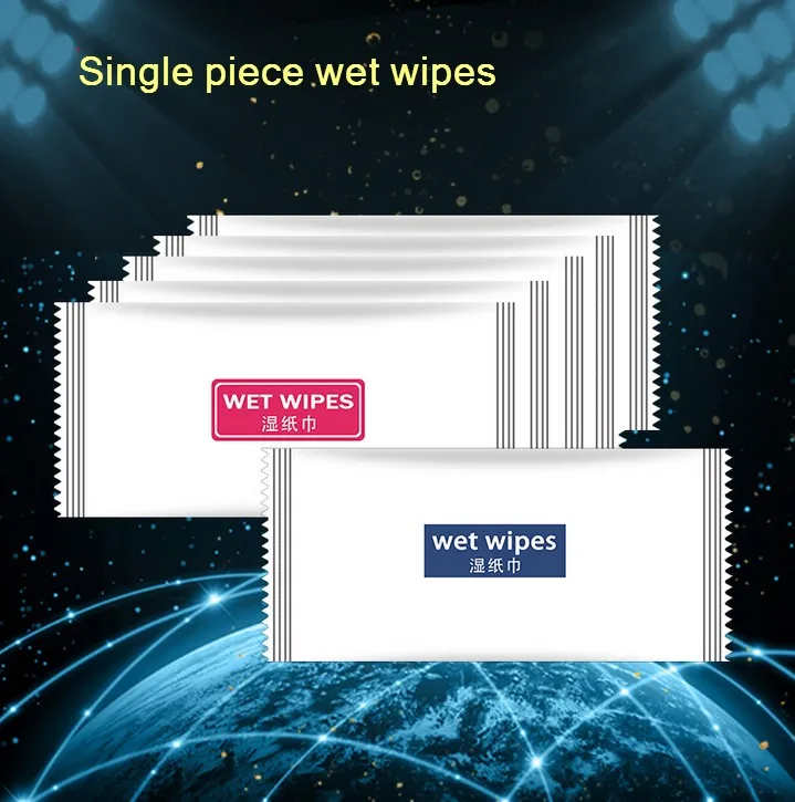 100pcs/lot Aviation wipes individually packed wet wipes disposable hands cleaning single packet