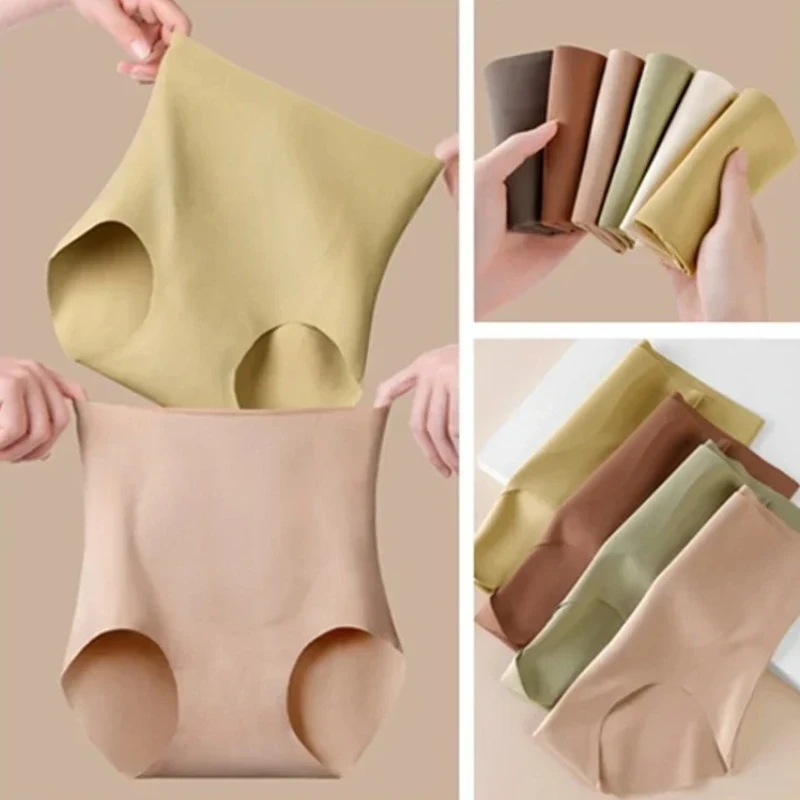 Seamless Milk Skin High Waist Abdomen Control Panties For Girl Large Size 7A Antibacterial Sports Triangle Body Shaper Underwear