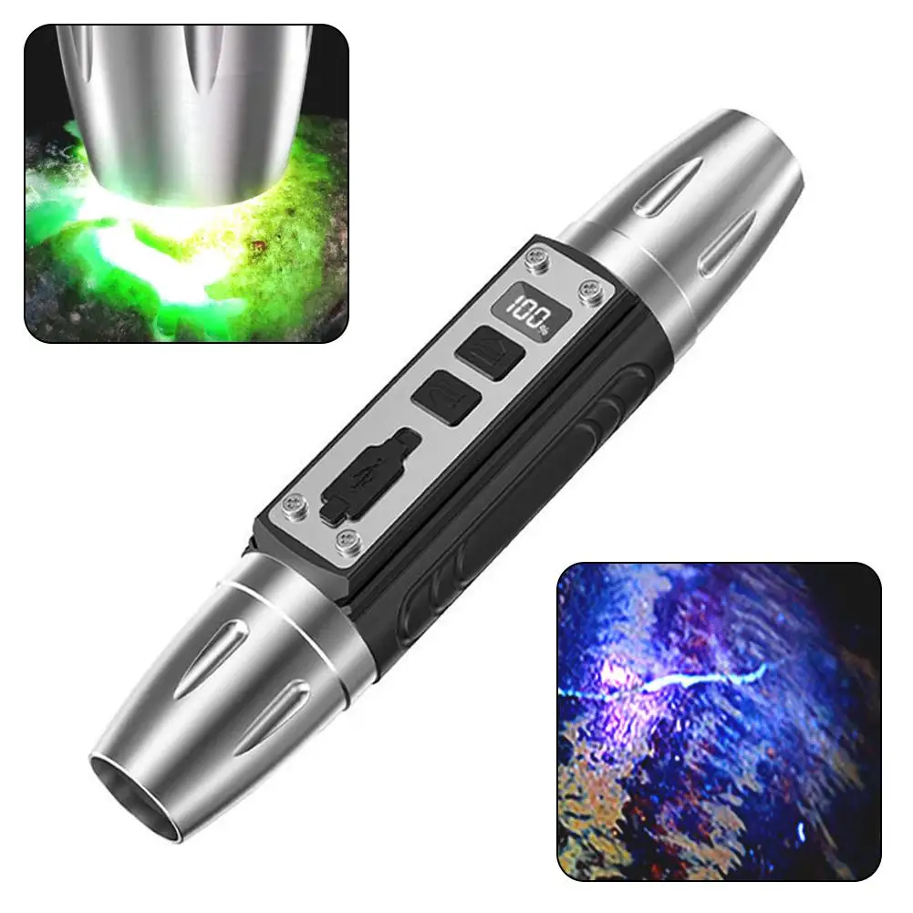 옥빛 UV 365nm 충전식 에메랄드 보석류 호박 식별용 손전등 자외선 LED 토치 램프