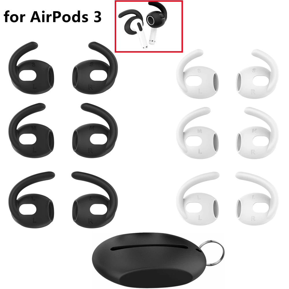 

6Pack Anti-Slip Soft Silicone S M L Ear Hooks Eartips Cover For AirPods 3 2021 Earbuds Accessories