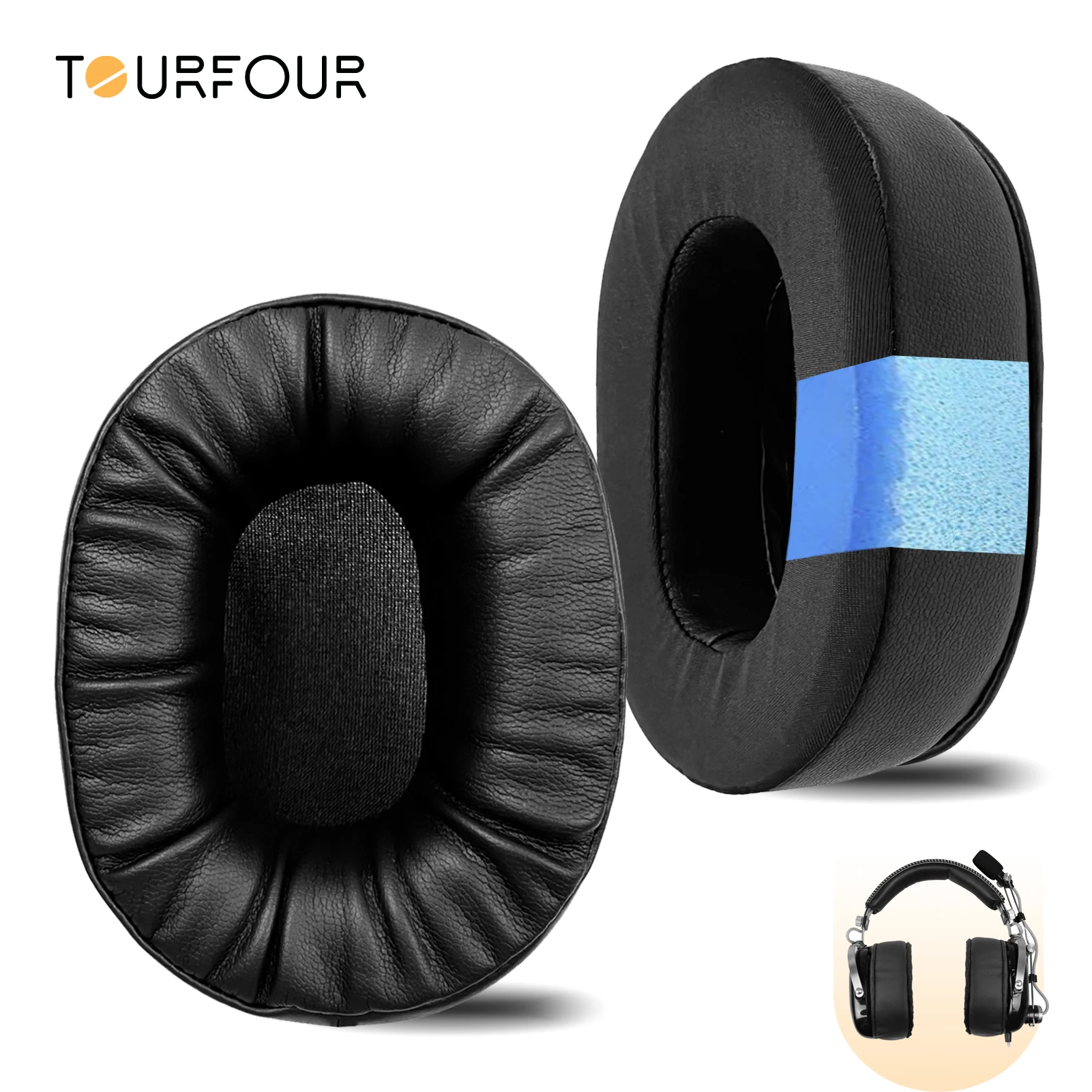 TOURFOUR 교체용 이어패드, RAZER BlackShark V2 PRO, 스테레오 헤드폰 이어 쿠션 헤드밴드