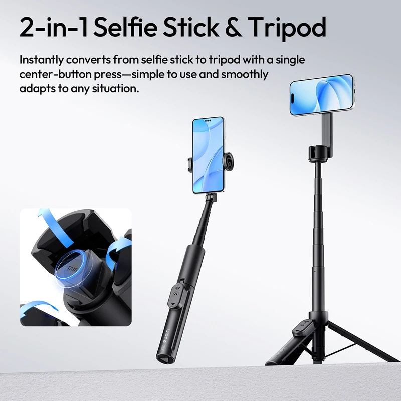 Ulanzi SK26 Portable Selfie Stick Tripod 8-Section Telescope Pole with Cold Shoe for Group Capture Desktop Stream Dynamic Vlog