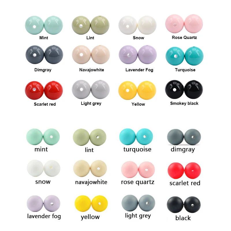 Perles rondes en silicone colorées pour les dents de bébé,accessoire pour jouets et anneaux de dentition pour les tout-petits, de qualité alimentaire, à mâcher, pour porte sucette, 10 pièces de 15 mm, joli cadeau,