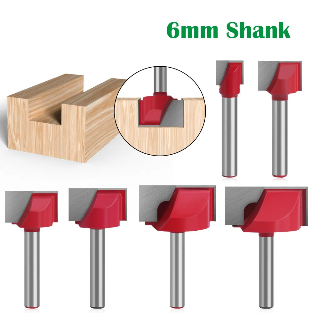 

6pcs/set Carbide Alloy Bottom Cleaning Router Bit Set 6mm Shank Milling Cutter for Wood Tungsten Alloy Flat Woodworking DIY Tool