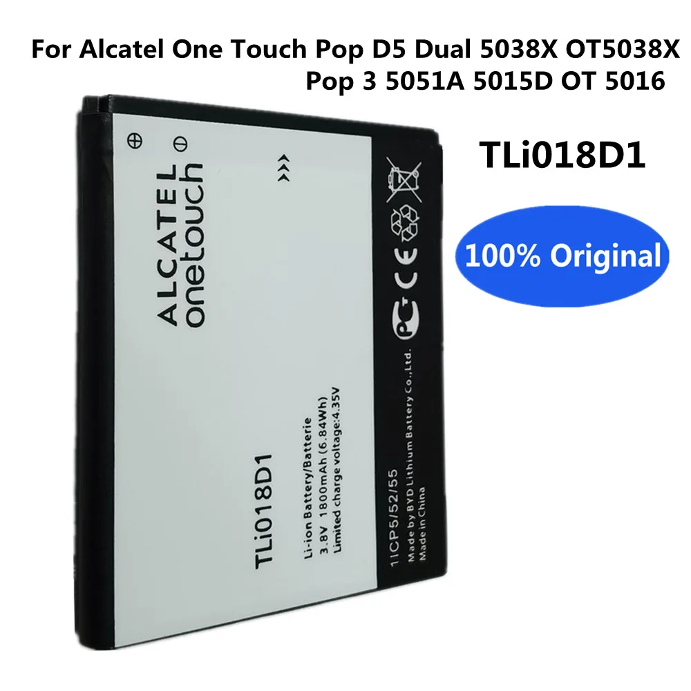 Оригинальный аккумулятор для телефона TLi018D1 для Alcatel One Touch Pop D5 Dual 5038X OT5038X Pop 3 5051A 5015D OT 5016