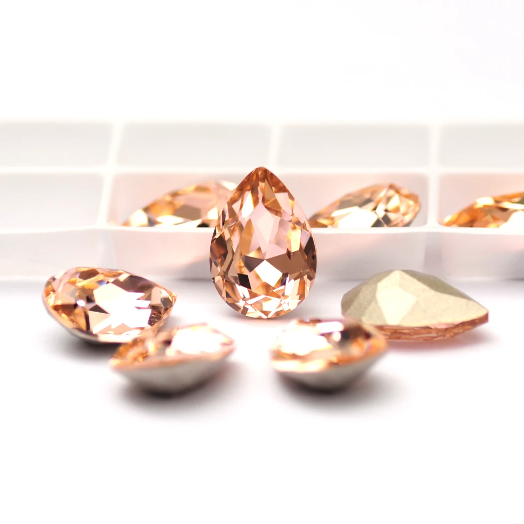 

Light peach Teardrop Fancy Rhinestones Shiny Nail art STrass Glass Strass Sewing Rhienstones For Jewelry Wedding Dress