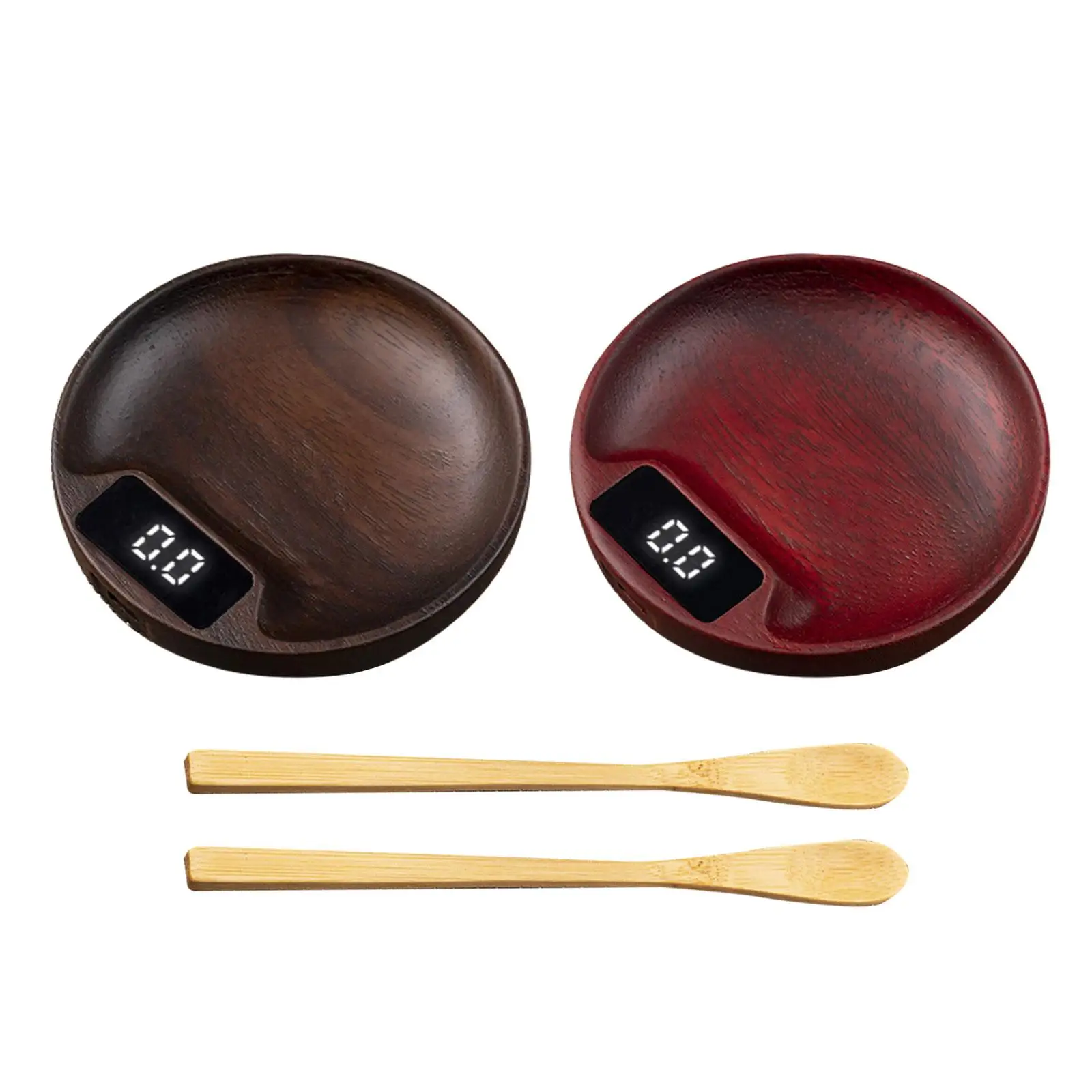 

Wood Electronic Tea Scale Weighing Tool Electronic Coffee Scale Jewelry Scale with Wooden Spoon Small Scale for Home Tea Room
