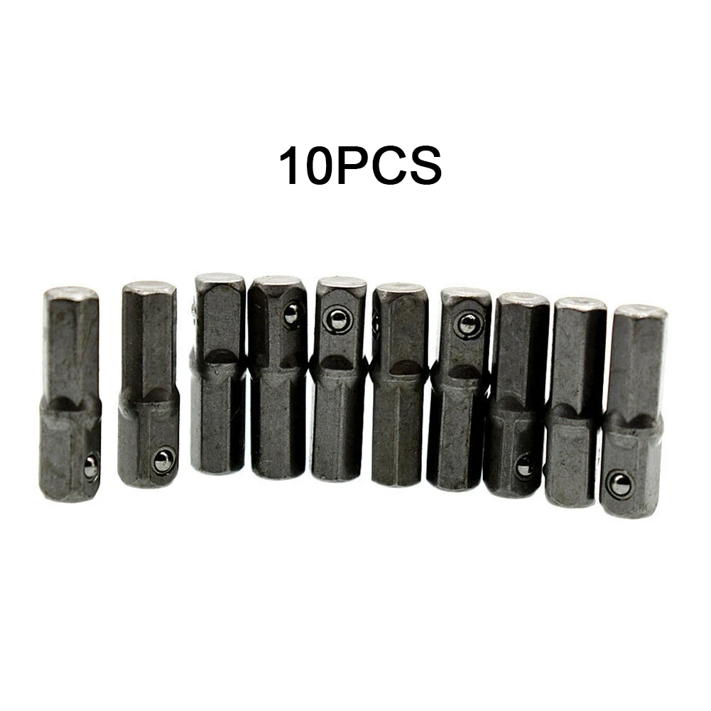 10pcs Impact Socket Adapter Converter 1/4" Hex Shank To 1/4" Square