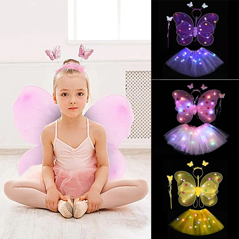 LED 발광 천사 날개 스커트, 코스튬, 카니발 라이브 코스튬, 나비 날개, 댄스 퍼포먼스 슈트, 2-8 세