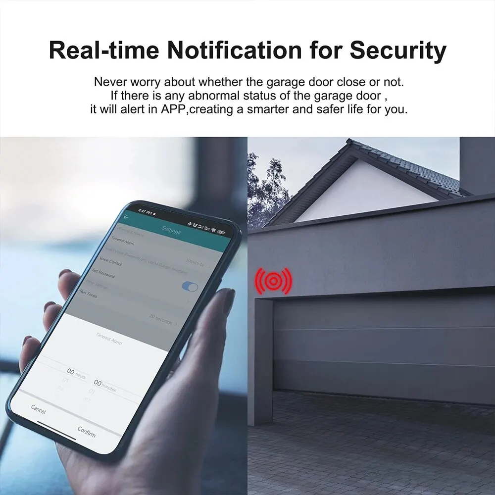 ONENUO WiFi Smart Garage Door Opener Controller Tuya App Switch Automation Module Works with Alexa Google Home Siri smart gate opener