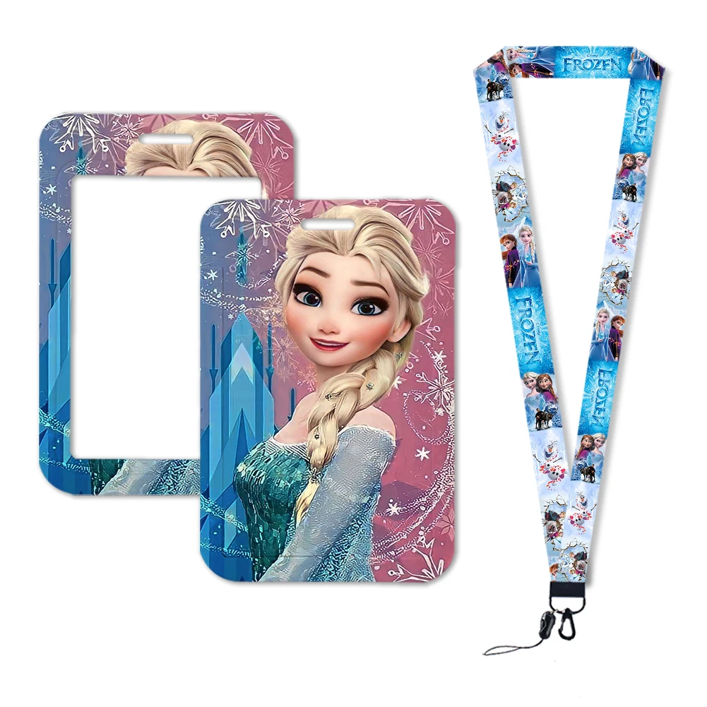 Card Case Holder Disney Frozen 2 Princess Elsa Anna Olaf Lanyards For ID Credit Card Cover Pass Mobile Phone Charm Neck Straps Badge Holder Gifts