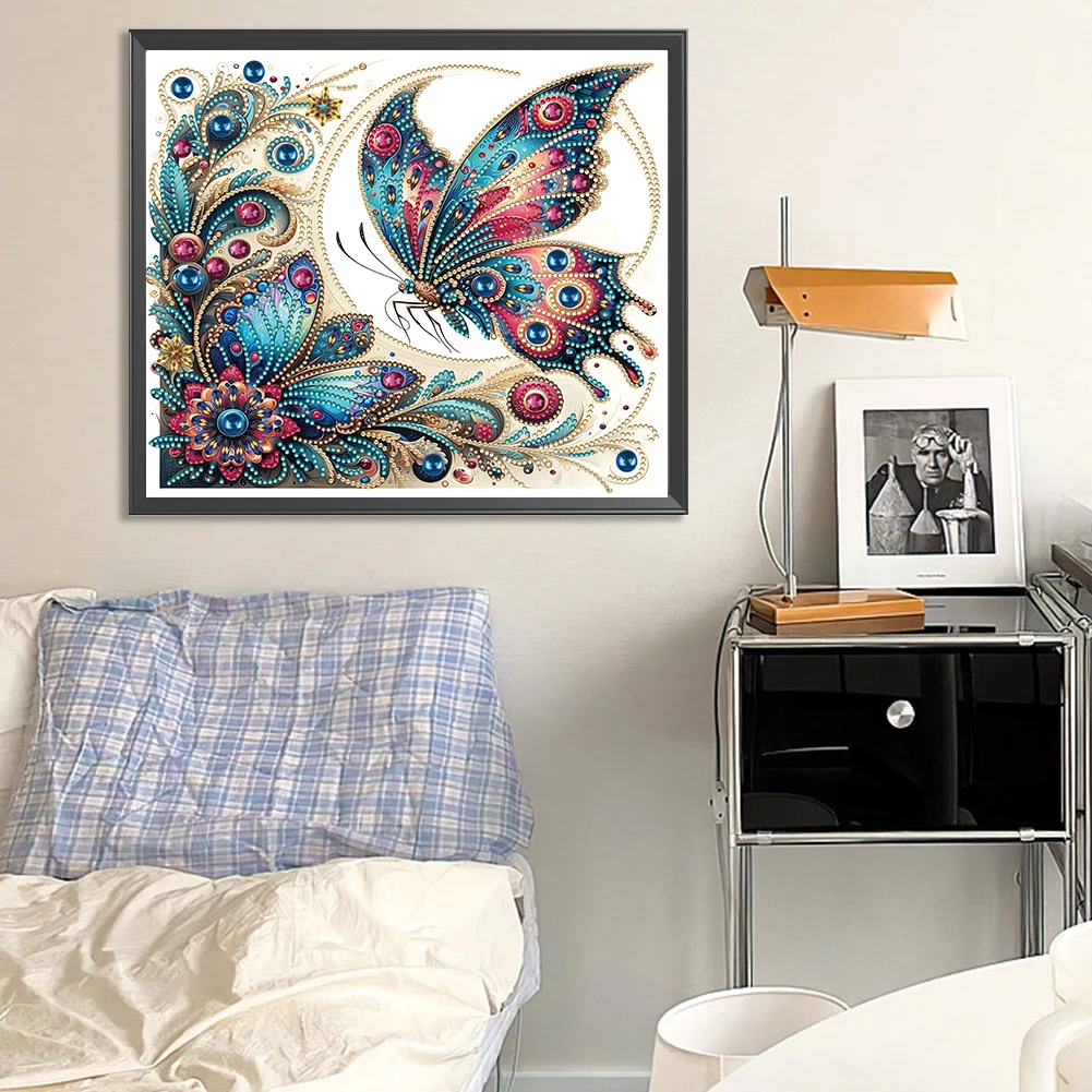 5D DIY Partial Special Shaped Drill Diamond Painting Butterfly Decoration35x30cm