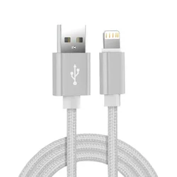 Durable Nylon Braided Fast Charging USB Cable for Apple Devices - Available in 1m, 2m, 3m Lengths (Silver)