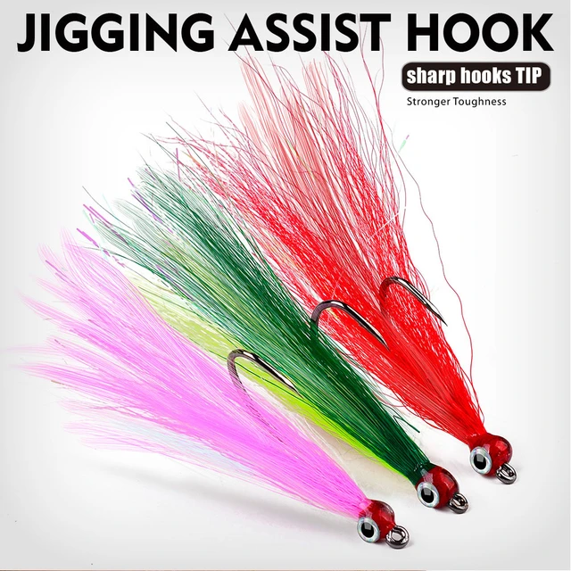 5pcs Fishing Bucktail Teaser Hooks With Crystal Flash Fluke Flounder Rigs  Teaser Lures For Salmon Trout Sea Bass Steelhead - AliExpress