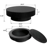 31" Round Black Coffee Table for Living Room, Mid Century Modern  with Sturdy Pedestal, Café Tables 2