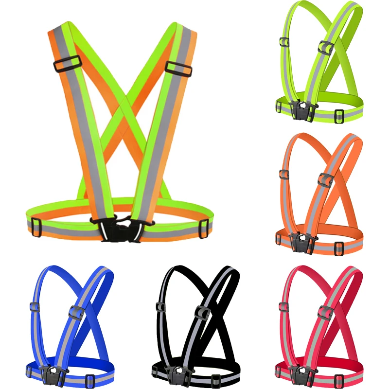 Cycling Jogging Safety Highlight Reflective Vest Night Work Security Running Reflective Straps High Visibility Vest cycling vest reflective safety vest safety vest