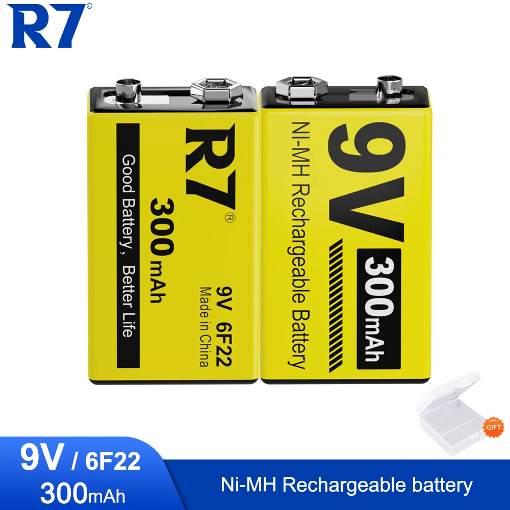 

R7 9V battery 300mAh NiMH Rechargeable Battery 6F22 for metal detector Microphone Toy