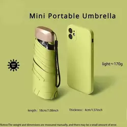Compact UV Protection Vinyl Folding Umbrella - Ultra - Light & Dual Use (Mocha Green)