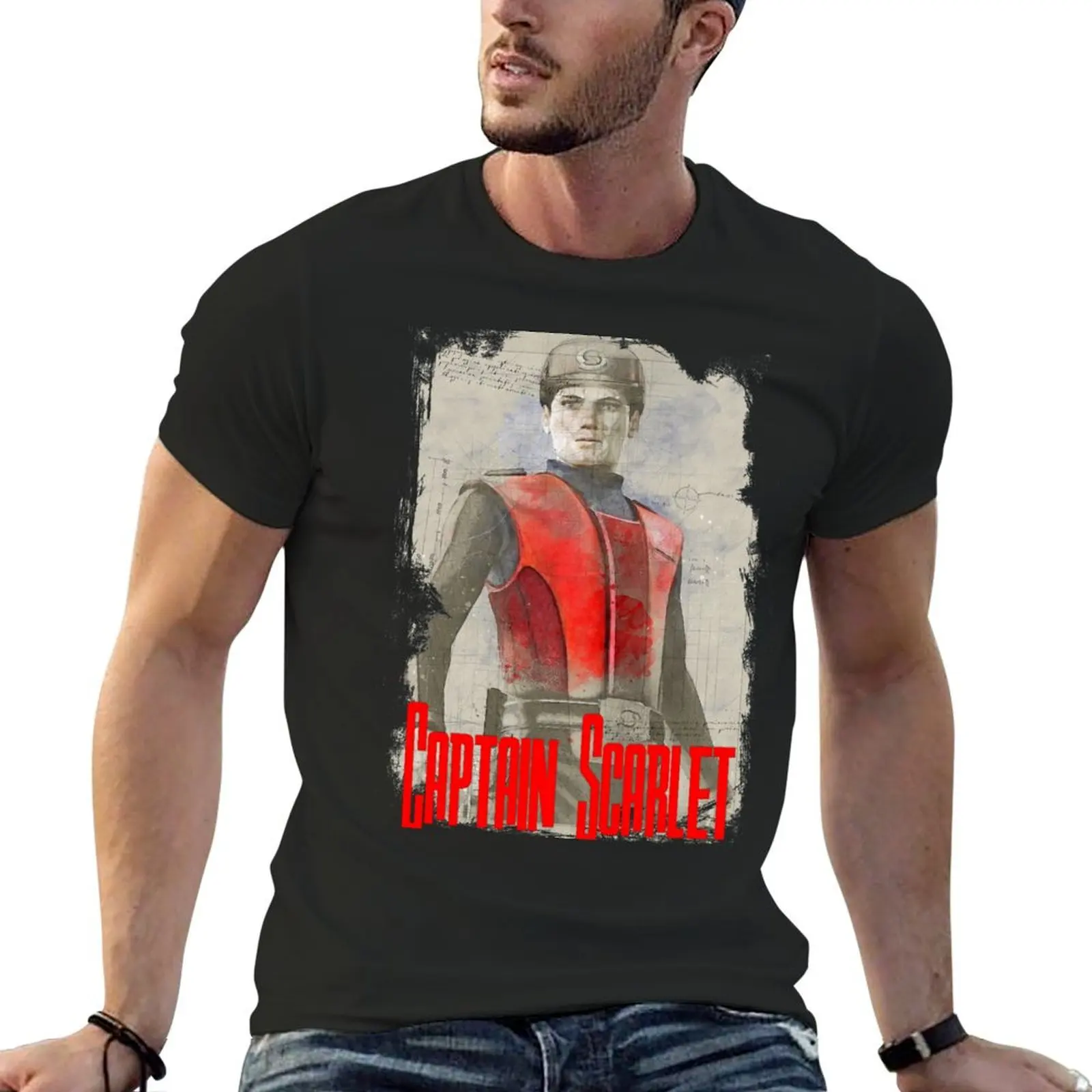 

Captain Scarlet The Mighty Hero T-Shirt designer shirts summer clothes vintage men t shirt