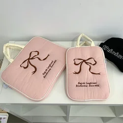 Chic Embroidered Bow Tablet and Laptop Handbag for 15-15.6 inch (Pink)