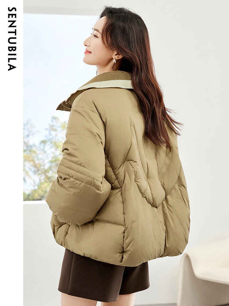 SENTUBILA High Quality Fashion Winter Down Jacket for Women 2023 Loose Short Down Coat Windproof Warm Puffer Jackets W34Y50029