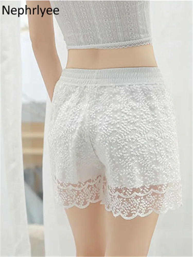 short pants Women Shorts Spring Summer Casual mid Waist Shorts 2022 lace Shorts Chic Lady Black White Shorts biker shorts