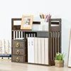 Bamboo Desktop Bookshelf with 3 Drawers, Desktop Storage Cabinet, Office Storage Organizer Student Desktop Multi-Layer Shelf 2