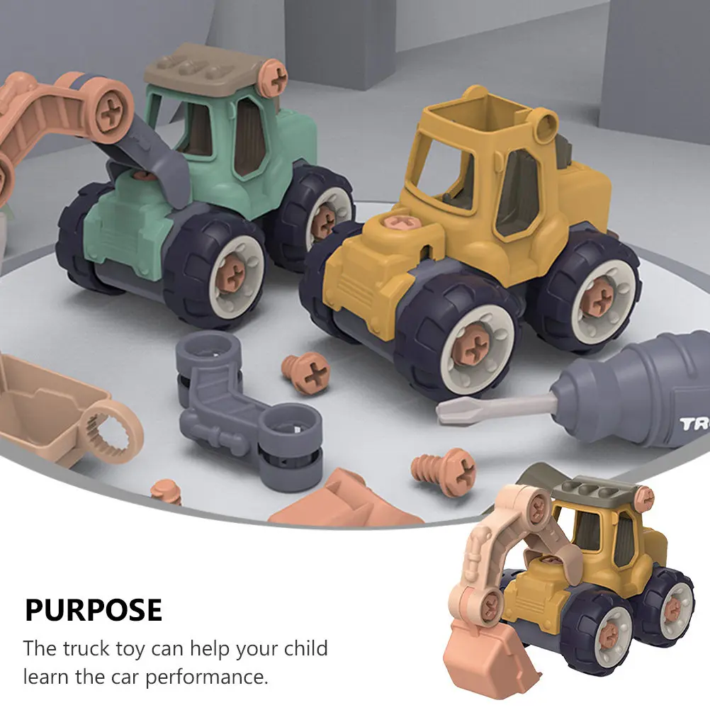 1세트 조립식 엔지니어링 차량 분리형 너트 DIY 자동차 어린이를 위한 손과 눈 협응력 운동 엔지니어 트럭
