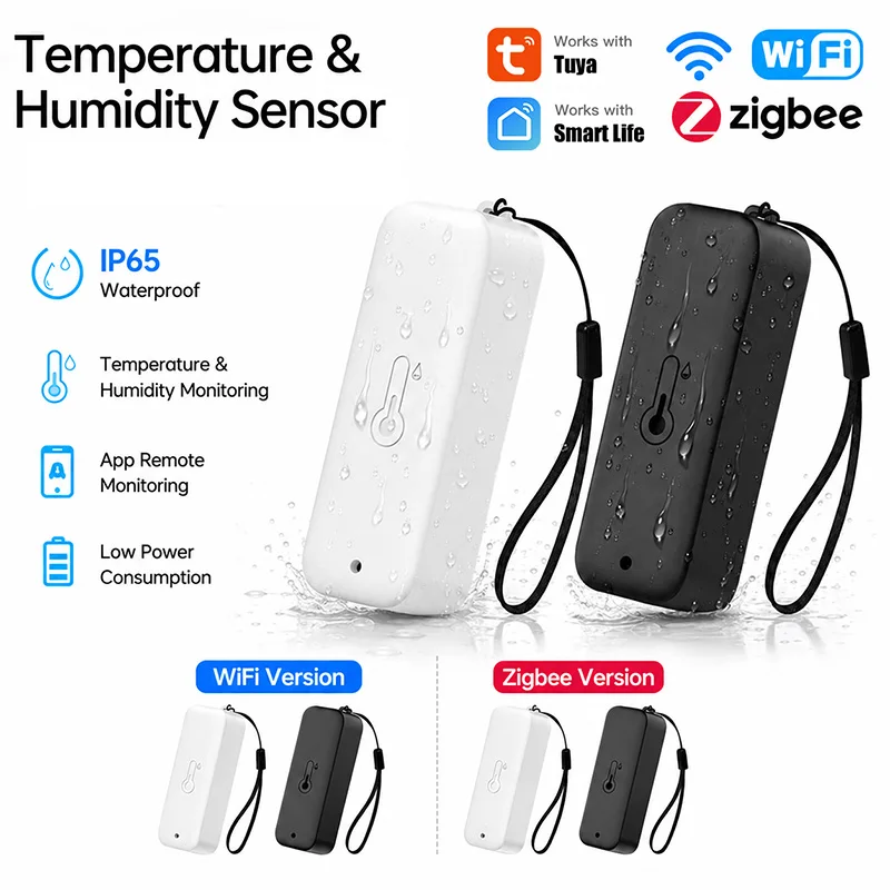 Tuya Smart WiFi Zigbee Weather Station: IP65 Outdoor Temperature and Humidity Sensor, Compatible with Google Assistant