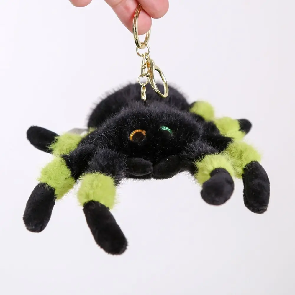 PP Cotton Color Spider Doll Keychains Fluffy Lifelike Colored Eye Spider Plush Pendant Simulation Comfortable