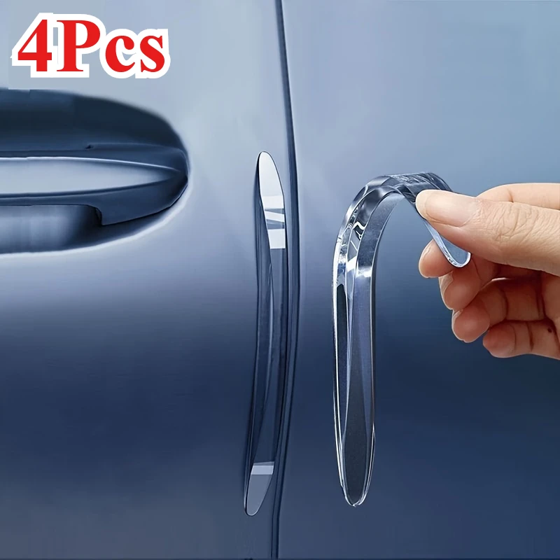 Universal Car Door Bumper Edge Protection Strip Stickers Rearview Mirror Protection Anti-collision Strips 4Pcs