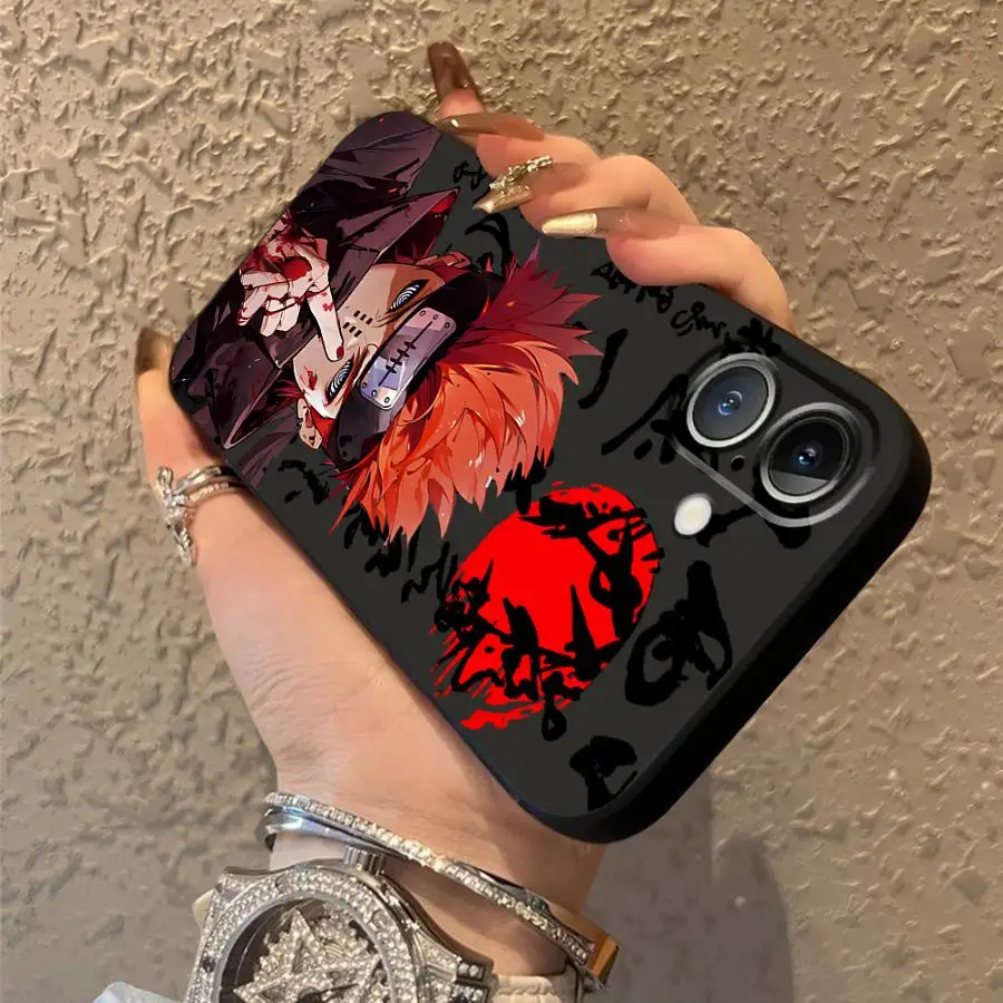 Black Soft Phone Cover Case with Naruto Akatsuki Cloud Design