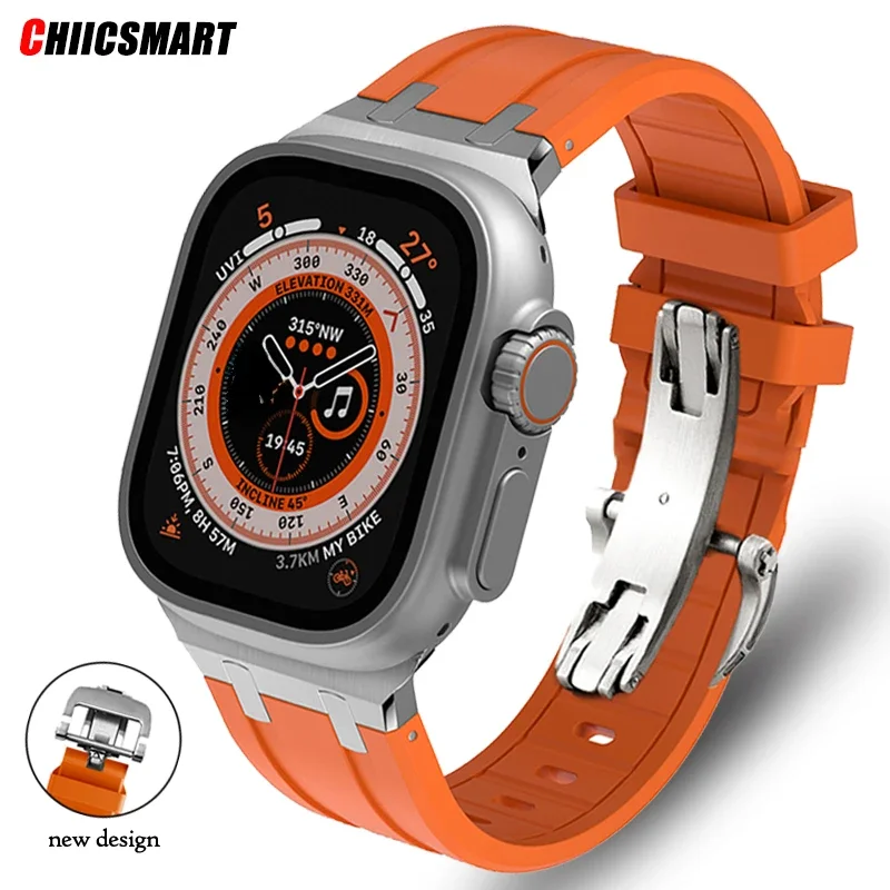 

Ремешок резиновый для Apple Watch Ultra, Мягкий Складной браслет с пряжкой для IWatch Series 8 7 Ultra 6 5 4 3 SE, 49 мм 45 мм 42 мм 38 40 41 44 мм
