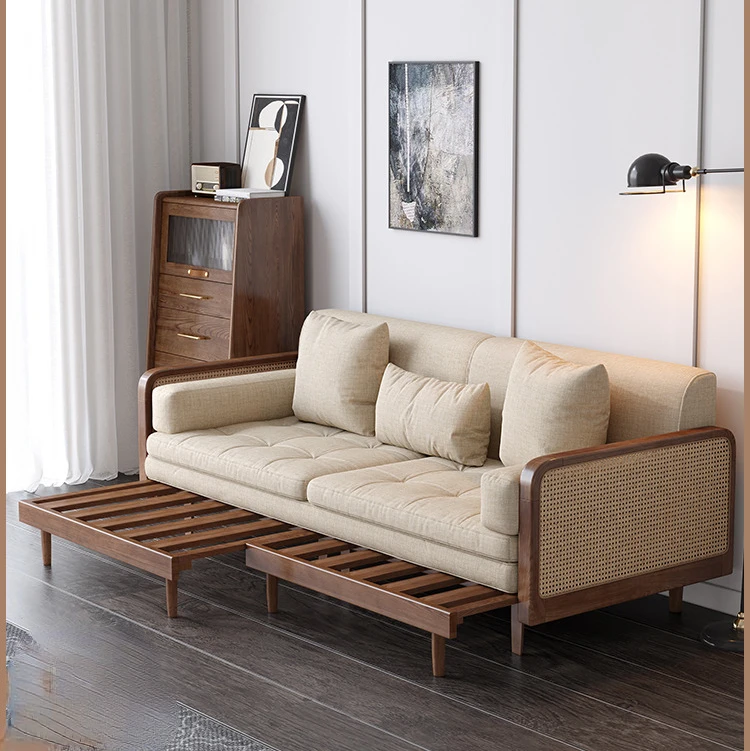 

Nordic solid wood sofa bed living room