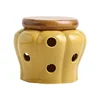 Hollow Openwork Ceramic Garlic Storage Jar with Lid Pumpkin shape Garlic Head Ginger Chili Pepper Storage Jars Candle Lampshade 5