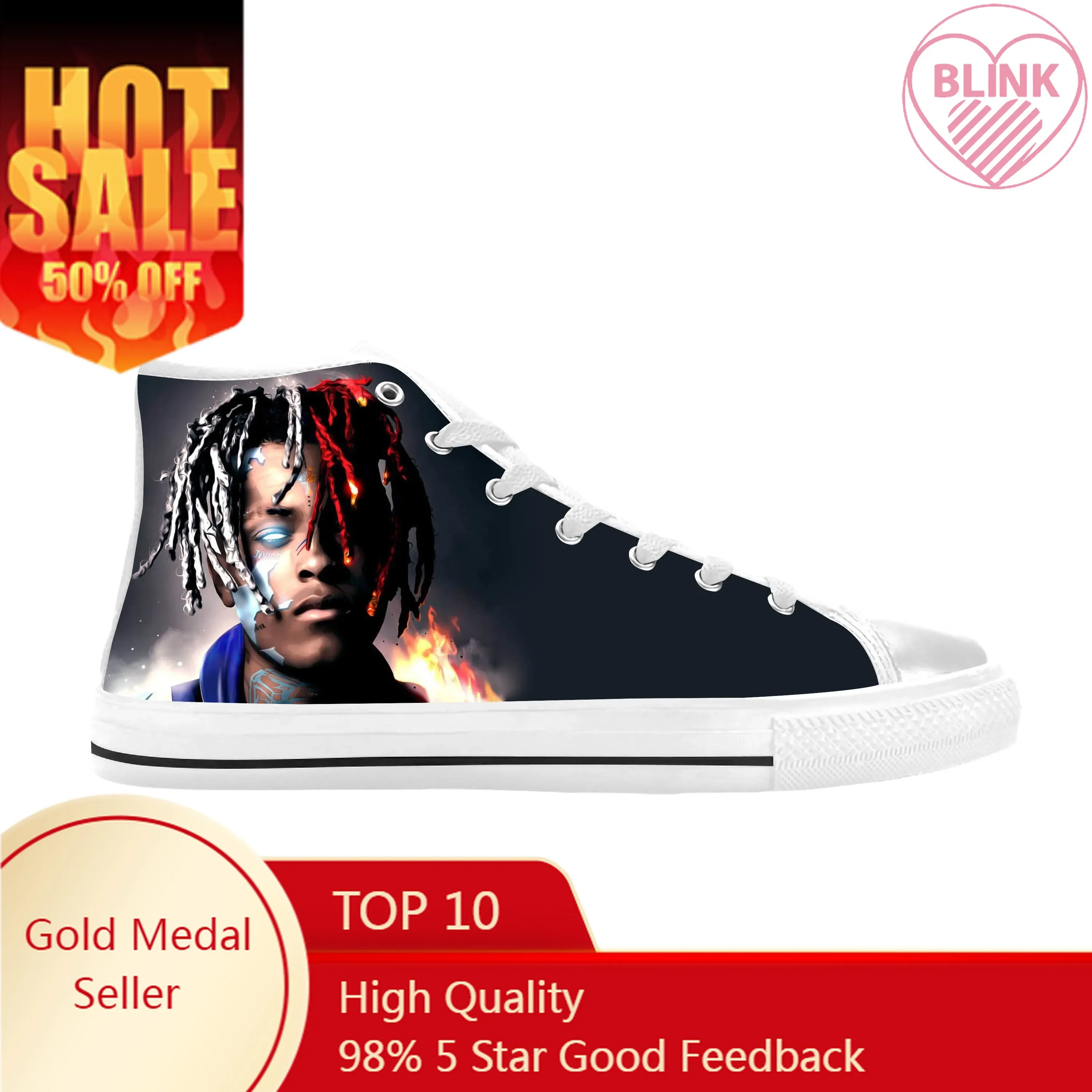 

Hot Hip Hop Rapper Rap Singer Music XXXTentacions Casual Cloth Shoes High Top Comfortable Breathable 3D Print Men Women Sneakers