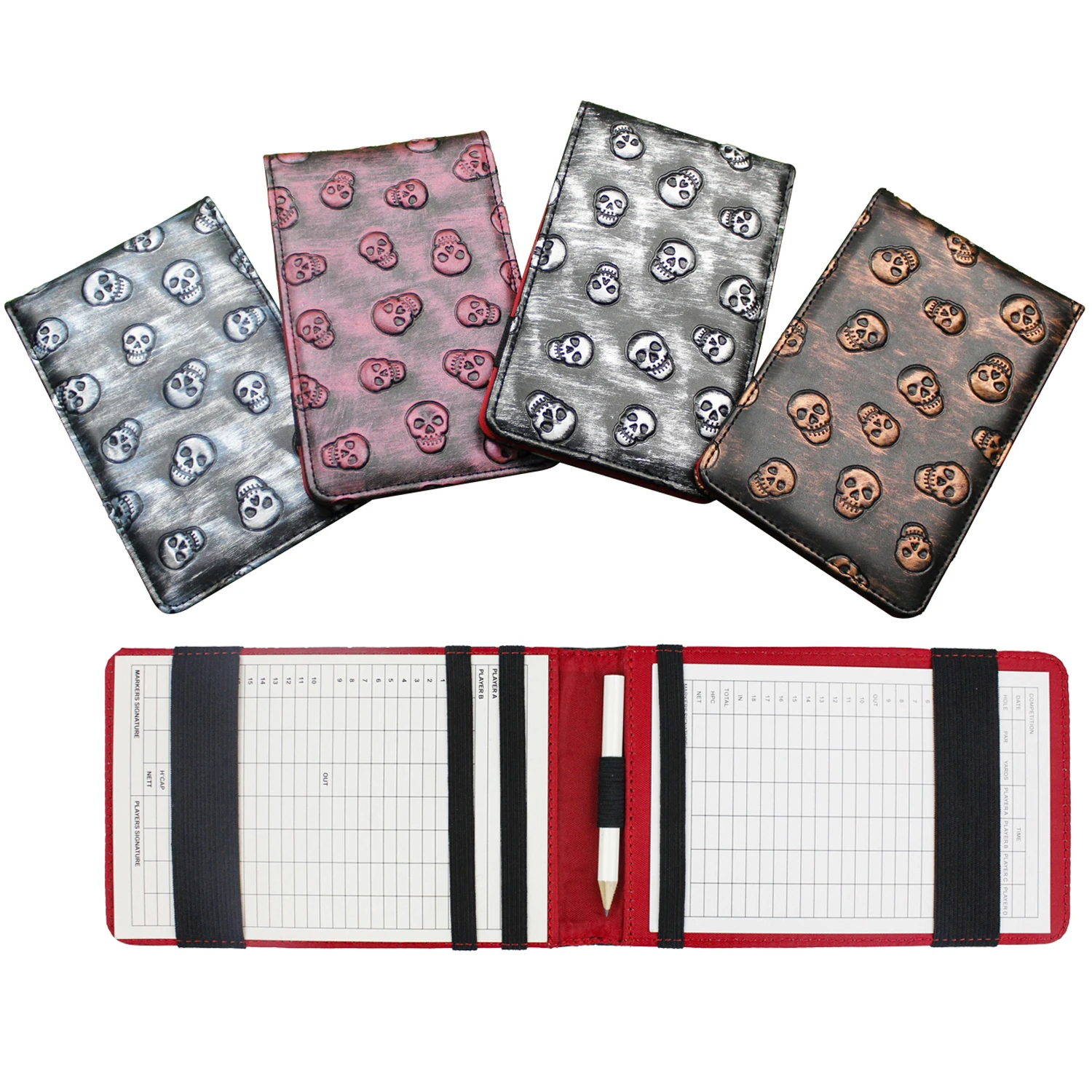 

Golf Scorecard Holder and Yardage Book Holder Cover PU Material Wallet with Pencil Loop 4 Colors for Choose