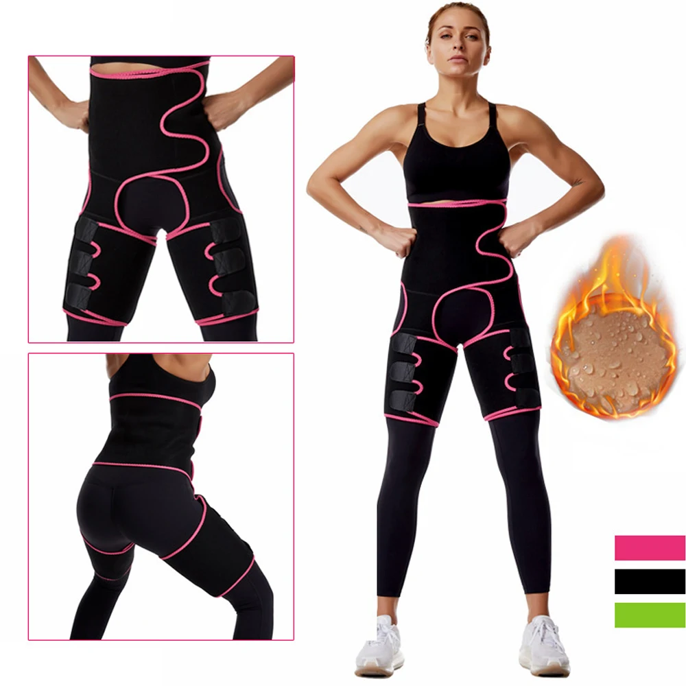 MTATMT Sweat Waist Trainer Thigh Trimmer for Women Workout Fitness High  Waist Butt Lifter Shapewear Belt 3 in 1 Adjustable Belt
