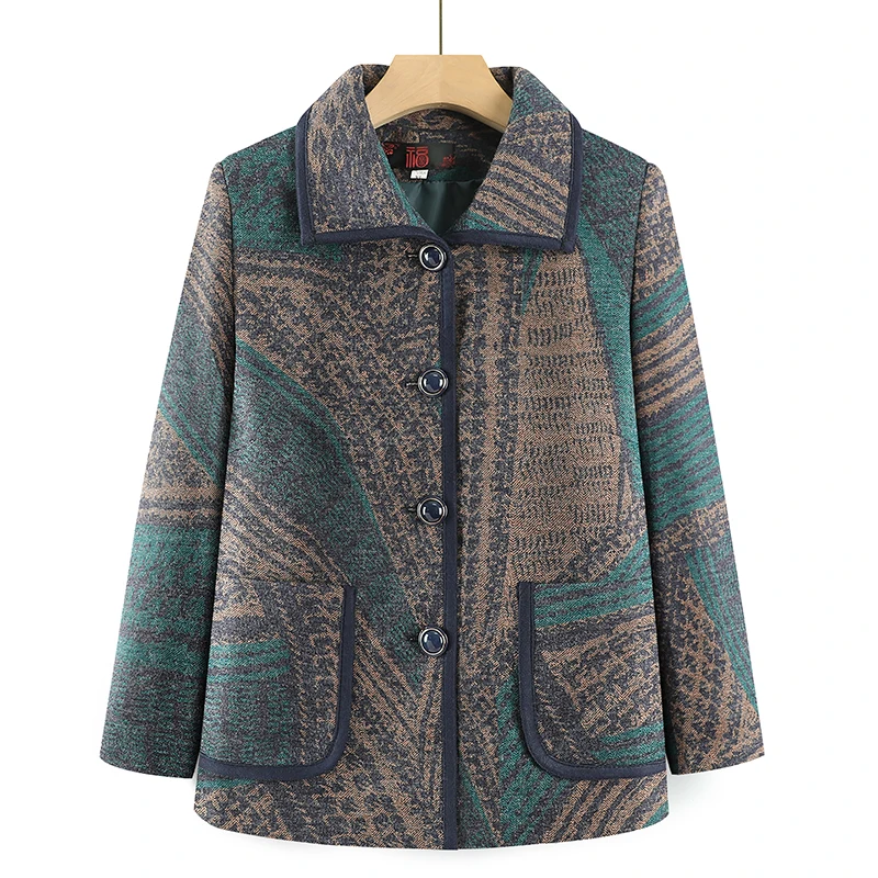 

Grandma's Coat Autumn Winter Middle Aged Elderly Mother's Tops 60-80 Years Old Elegant Jacket Women Outwear