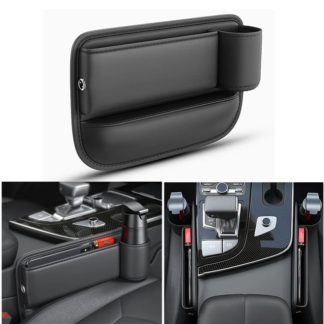 Pu Leather Car Seat Gap Organizer Auto Console Side Storage Box with Cup Holder Seat Crevice