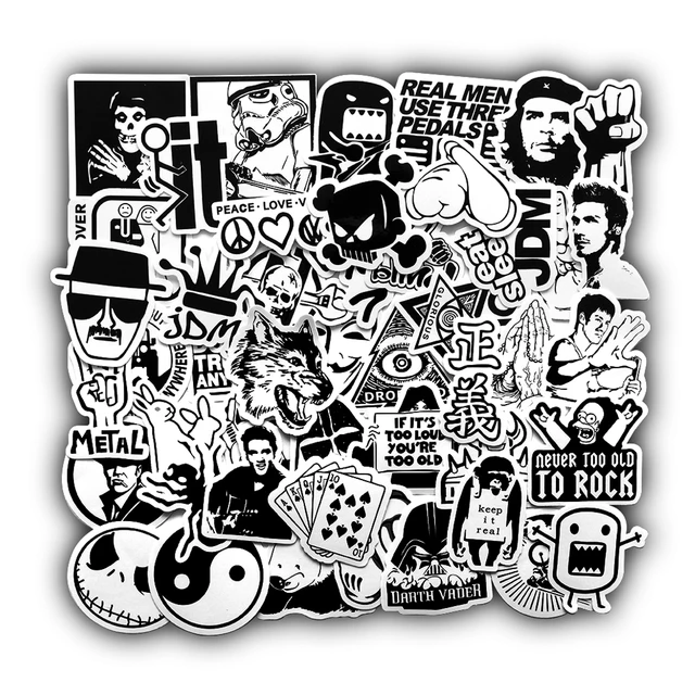 Stickers Black White Packs  Black White Stickers Graffiti - 50 Pcs Black  White - Aliexpress