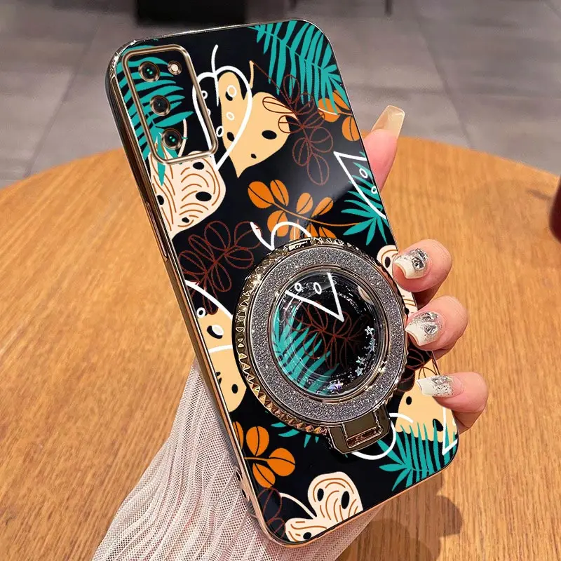 Elegant Line Leaf Plating Phone Case Cover
