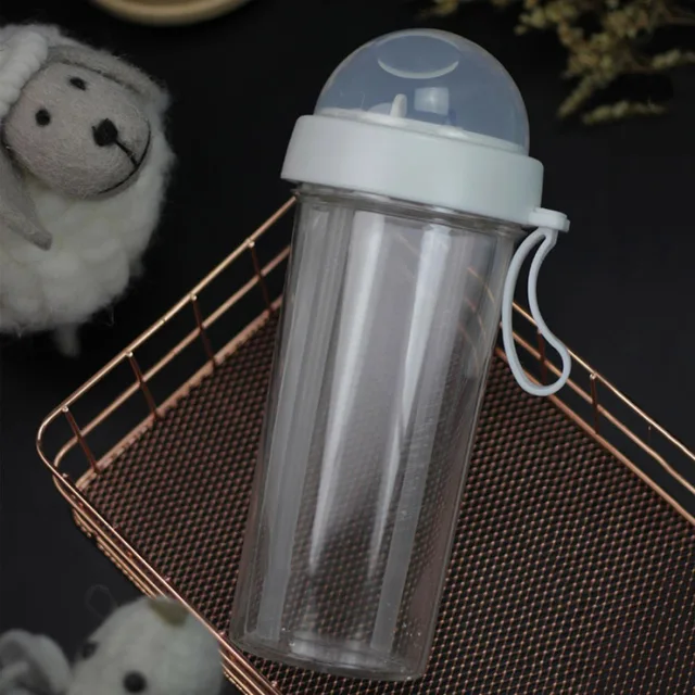 Windfall Portable Double Straw Independent Drink 2-in-1 Leak-Proof Couple Cup Children's Cup Double-Sided Water Bottle Double-Layer Water Bottle