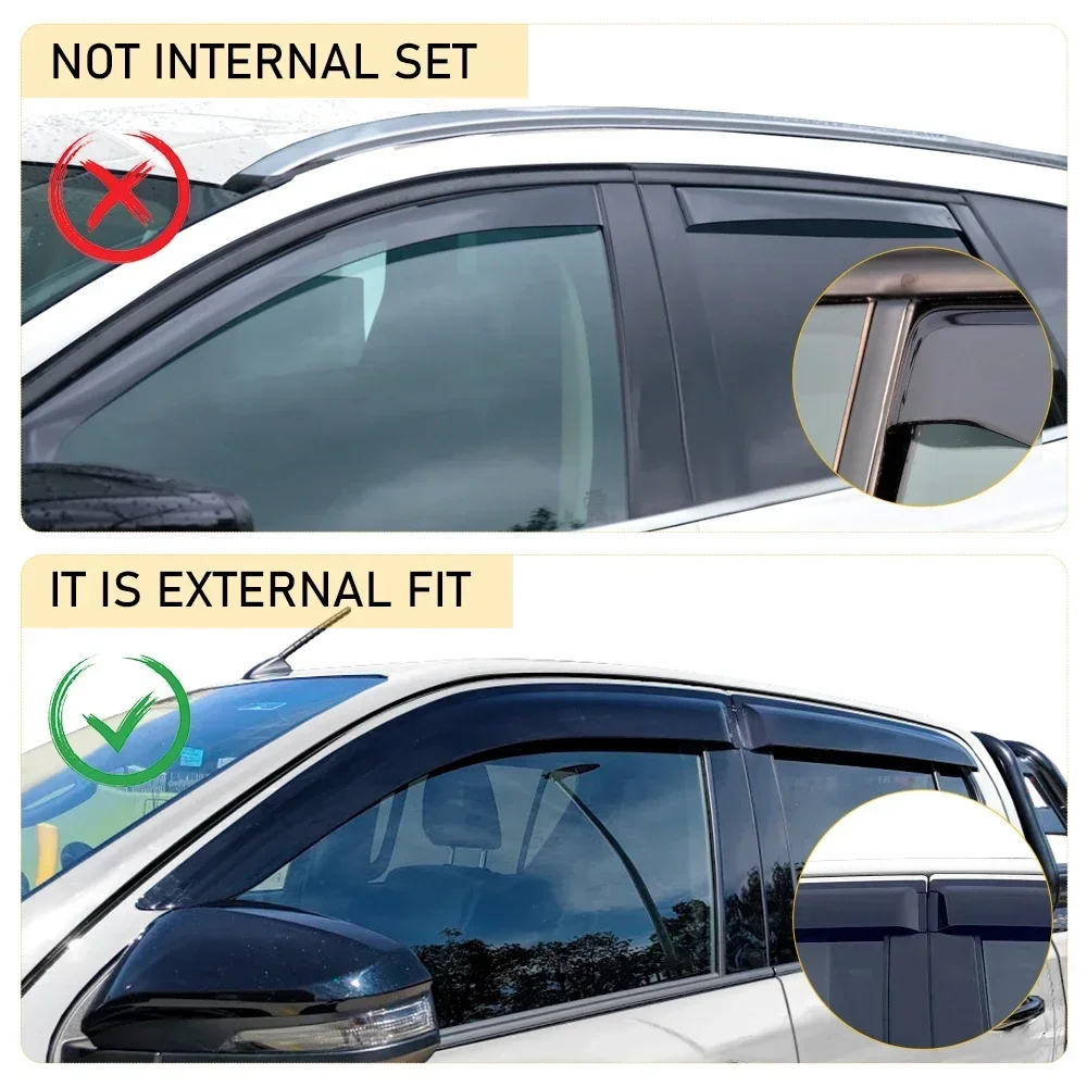 Window Visor Wind Deflector Weather Shield For Toyota Hilux Revo 2015 4PCS/Set Double Cabin Accessories
