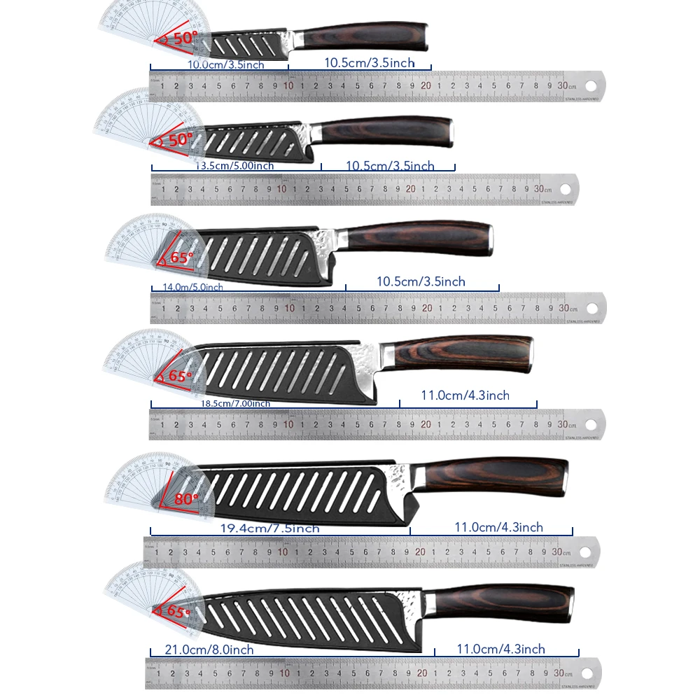 Kitchen Knives Set 1-6pcs japanese Stainless Steel 7CR17 440C Sharp Santoku Kiritsuke Utility Paring Chef Knife Wooden Handle - 5
